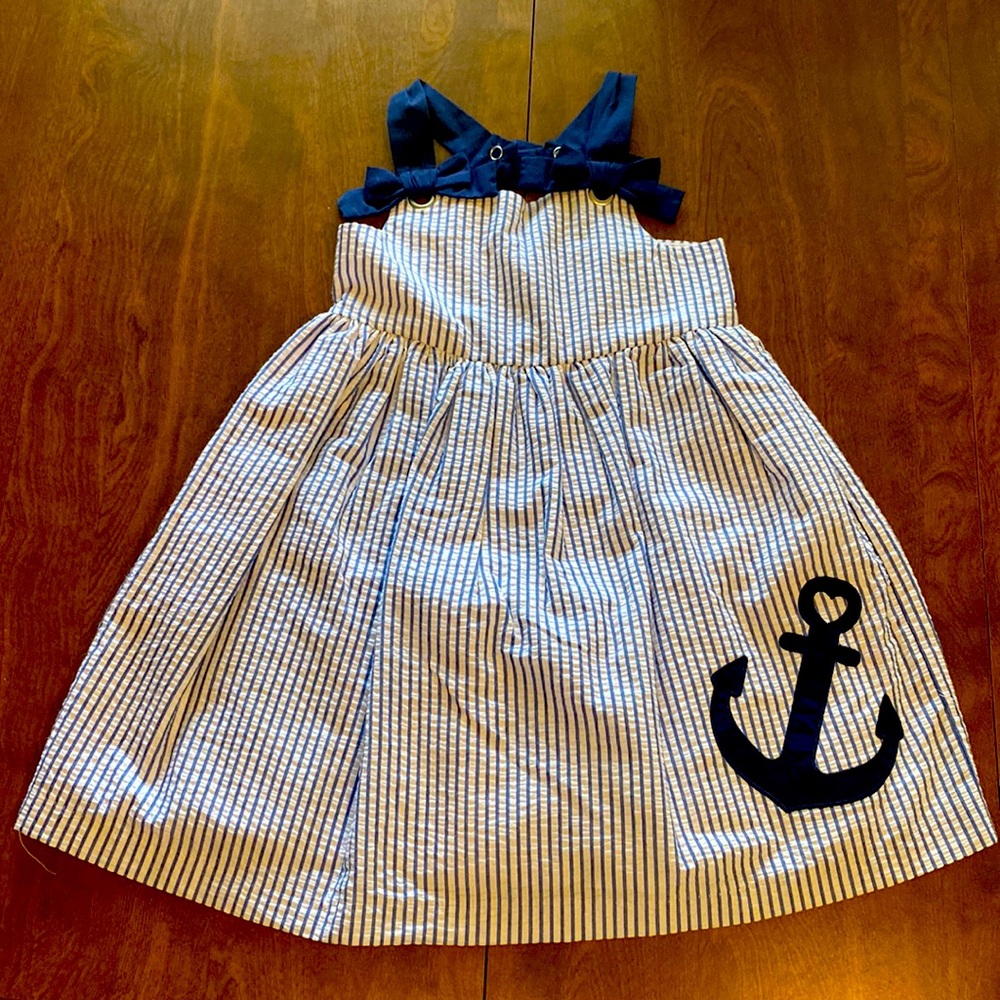 Tahari 3t blue and white nautical seersucker dress